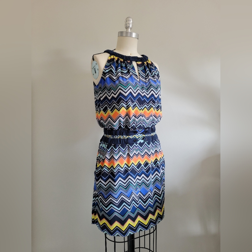 BCBG MAX AZRIA multicolour zigzag print stretch dress with pockets